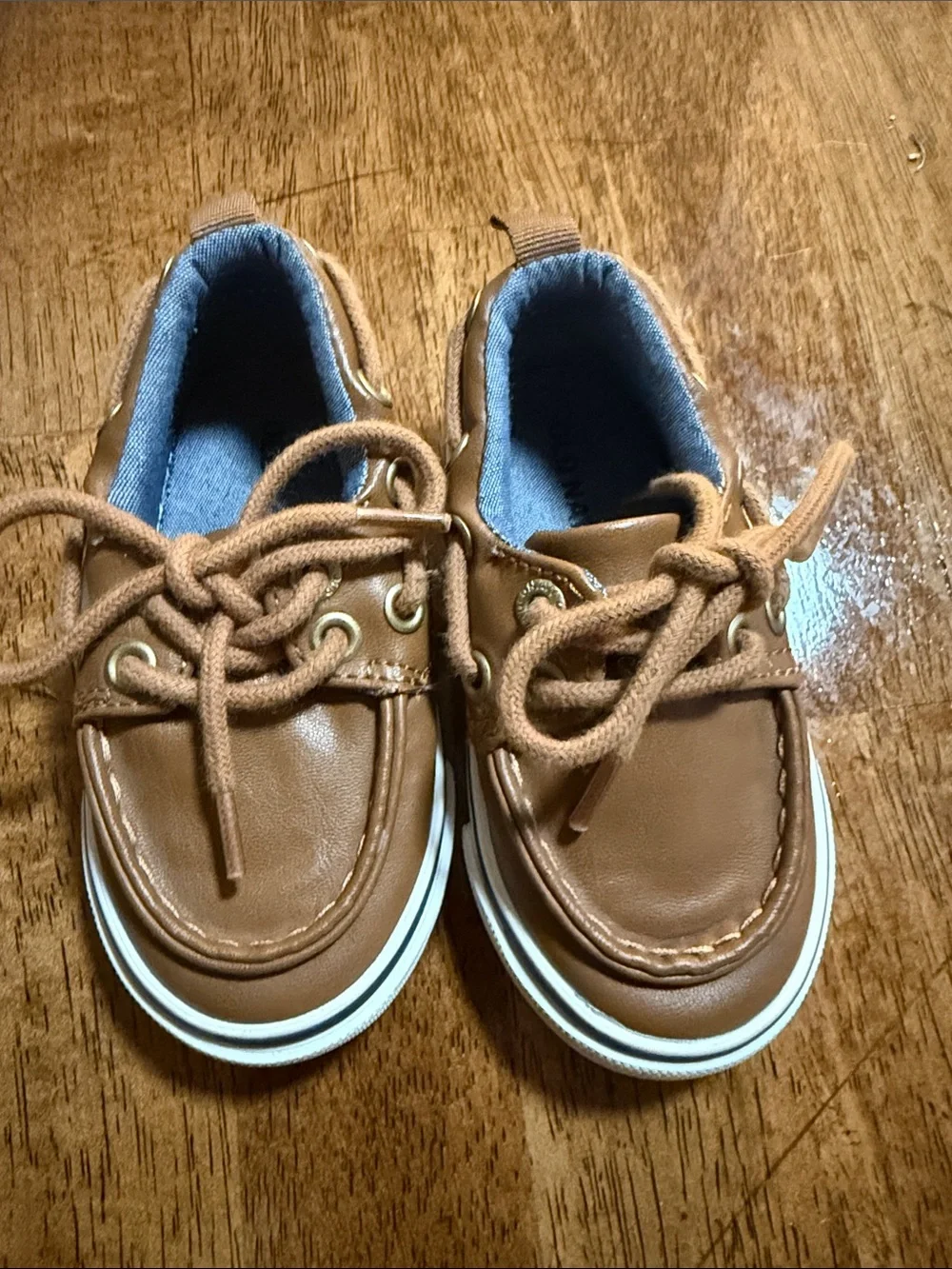 Old Navy Tan/Brown Kids Boat Shoes with White Sole